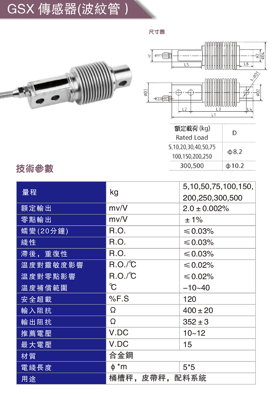 GSX傳感器（波紋管）